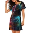 thumbnail image 2 of Vsdgher Motif Portrait de Chat Néon Chemise de Nuit à Manches Courtes Col Rond Mignonne Robe de Nuit Confortable, 2 of 6