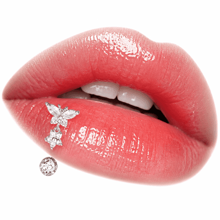 AURENIX 2026 New Stainless Steel Lip Ring Butterfly Star Bat Piercings Nose Rings Earrings Heart Vertical Labret Piercing Body Jewelry