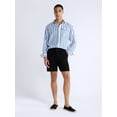 thumbnail image 2 of Free Assembly Men's Striped Linen Blend Button Front Shirt with Long Sleeves, Sizes XS-3XL, 2 of 6
