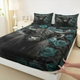 thumbnail image 3 of Manfei Black Highland Cow Full Size Sheets,Country Farmhouse Lodge Bed Sheets,Blue Flower Floral Sheet Sets For Adults,Super Cozy Room Decor,4pcs, 3 of 7