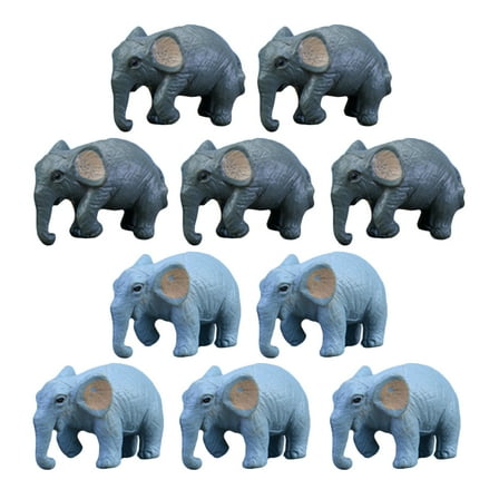 10 Pcs Small Plastic Animal Figurines Set, Miniature Elephant Toys for Kids, Educational and Collectible Play Figures