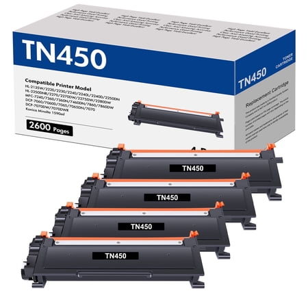 Amstech TN450 Toner Cartridge Compatible for Brother TN450 TN-450 TN420 TN-420 for HL-2270DW HL-2280DW HL-2240 MFC-7860DW MFC-7360N DCP-7065DN MFC-7860DW Printer Ink (4-Pack, Black)
