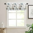 thumbnail image 3 of Fall Flower Curtain Valance for Windows/Kitchen/Living Room/Bedroom, Watercolor Floral Herb Blue Brown Rod Pocket Window Treatment Short Drape Topper Small Tier Cafe Curtains Panel 54X18, 3 of 8