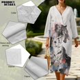 thumbnail image 5 of DISNIMO Maxi Dresses for Women Tiger Flower Printed Casual Loose Dress Lightweight V Neck Shift Dresses 3/4 Sleeve Midi Dress, M, 5 of 6