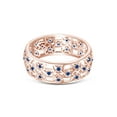 thumbnail image 3 of AFFY Round Simulated Blue Topaz Hollowing Flower Ring for Women 14K Rose Gold over Silver-14, 3 of 5
