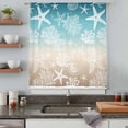 thumbnail image 4 of Teal Ombre Coastal Sheer Curtains 63 Inches Long, Sea Nautical Summer Beach Starfish Coral Light Filering Curtains, Breathable Simi Curtain Privacy Drapes for Living Room Bedroom Window Treatment, 4 of 9