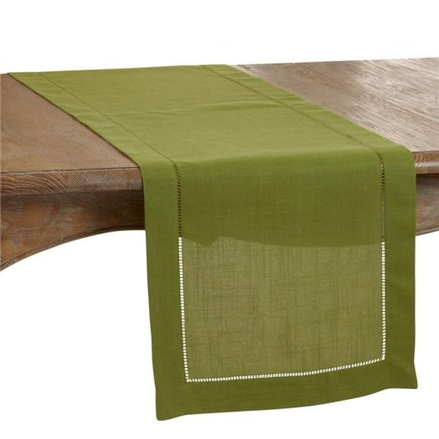 SARO 6315.K1690B 16 x 90 Po Classique Oblongue Ourlet Border Table Runner Kelly Vert