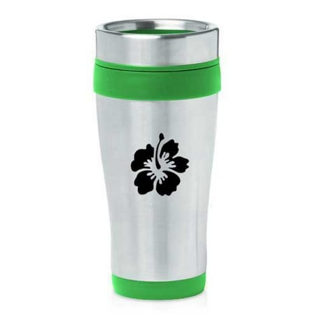 

Green 16oz Insulated Stainless Steel Travel Mug Z1028 Hibiscus