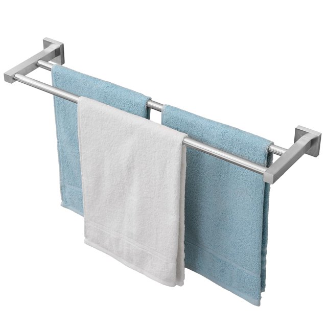 Toallero Doble Toalleros Dobles De 24 Pulgadas Para Baño Montado En La Pared Toallero De Baño Resistente Toallero Soporte Para Toallas Barra De Toalla De Baño Moderna De Acero Inoxidable Níquel Cepill