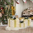 thumbnail image 6 of LuxenHome 3-Pc Lighted Snowflake Gift Box Set with Gold Ribbon, White Fabric Outdoor Holiday Decor, 6 of 10