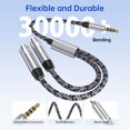 thumbnail image 3 of Headphone Splitter,1Pack 3.5mm 4-Pole Male to 2 Dual Female Audio Splitter Jack Adapter Headphone Mic and Audio Y Splitter Cable Headset Adapter Stereo Jack Cable for Laptop PC Phone Tablet Gaming, 3 of 7