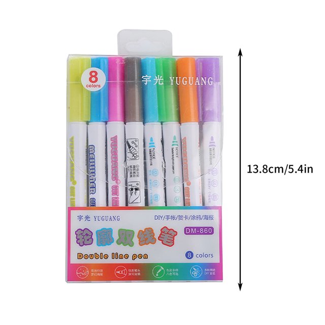 EGNMCR Color Double Line Pen Colorful Flash Highlighter Multifunctional Pen 4ml the pen