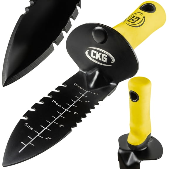 CKG Metal Detecting Shovel, Heavy Duty Double Serrated Edge Digger - Metal Detecting Digging Tool with Sheath - Digging Knife for Gardening Trowel Hunting Camping