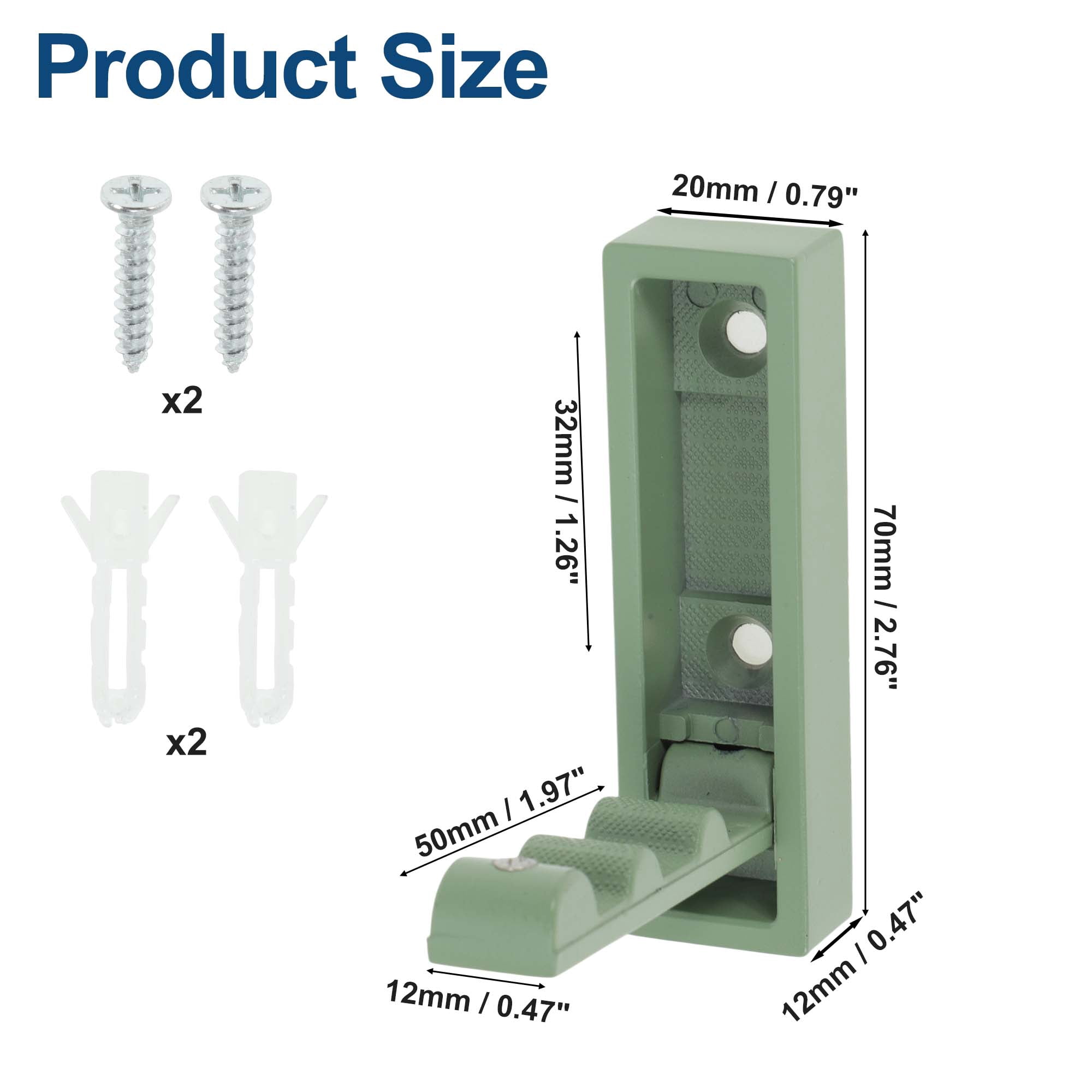 Unique Bargains Round Coat Hook Wall Mount Folding Hook Green 2.76"x0.79"x0.47"