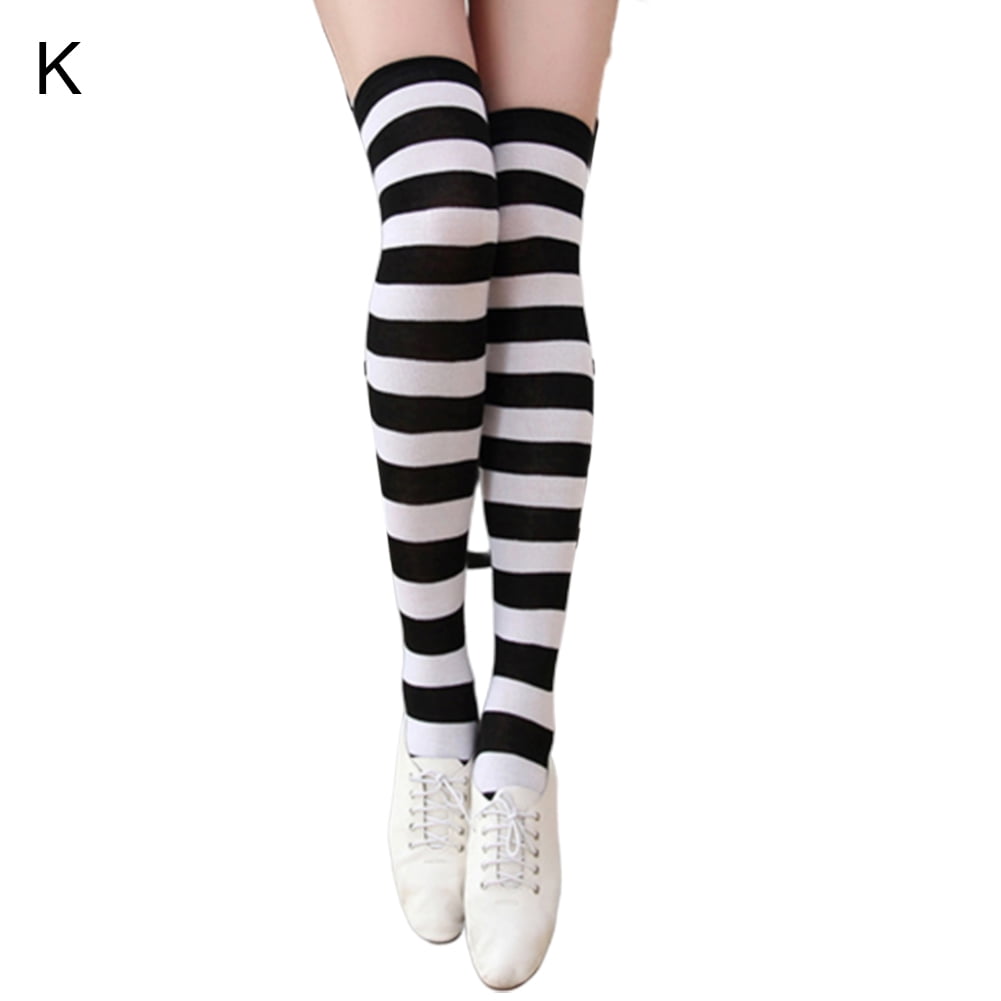 Ladies Stripe Over The Knee Thigh High Socks 