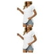 thumbnail image 1 of Camiseta plisada de manga corta Minnieouse con cuello para mujer camisetas básicas informales, 1 of 6