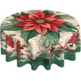 thumbnail image 1 of Christmas Flowers Round Tablecloth 60 Inch Washable Reusable Decoration Table Cover for Kitchen Party, 1 of 6
