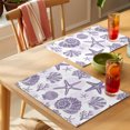 thumbnail image 4 of Purple Coastal Summer Placemats Set of 12 Coral Shell Starfish Nautical Place Mats Indoor Wipeable Table Mats Washable Cloth Dining Table Placemats for Kitchen Holiday Party Home Decor 13x19 Inch, 4 of 9