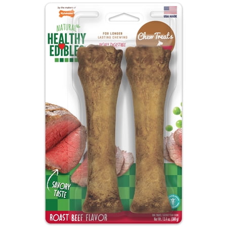 Nylabone Healthy Edibles All-Natural Long Lasting Chew Treats Roast Beef X-Large (2 Count)