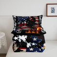 thumbnail image 5 of Manfei Motorcycle Rider Twin Comforter Sets，Retro American Flag Bedding Set，Red Blue,Black Reversible,2-Piece,1 Comforter and 1 Pillowcase, 5 of 7