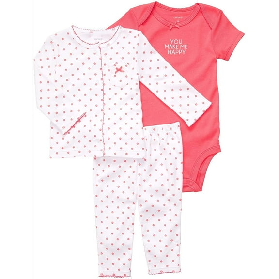 Carter's 3 Pc Cardigan Set - Printed White Poppy- Newborn