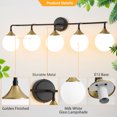 thumbnail image 5 of Deyidn 5-Light Black and Gold Modern Vanity Light, 39 Inch Dimmable Bathroom Light Fixture with Opal Glass Globes for Mirror, 5 of 9
