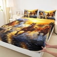 thumbnail image 5 of Erosebridal Galloping Horse Queen Sheet Sets, Natural Scene Bed Set, 4pcs (1 Flat Sheet, 1 Fitted Sheet and 2 Pillowcases), 5 of 6