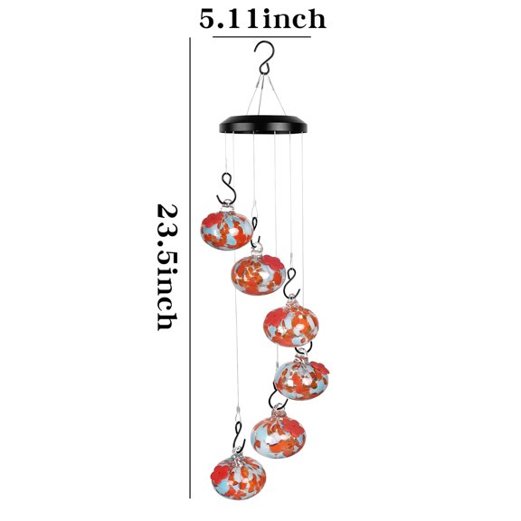 Leodye 1PCS Hummingbird Feeder Wind Chime Decorative Tuneful Garden Yard/Patio Hanging Ornament & Feeder -23.5*5.11IN