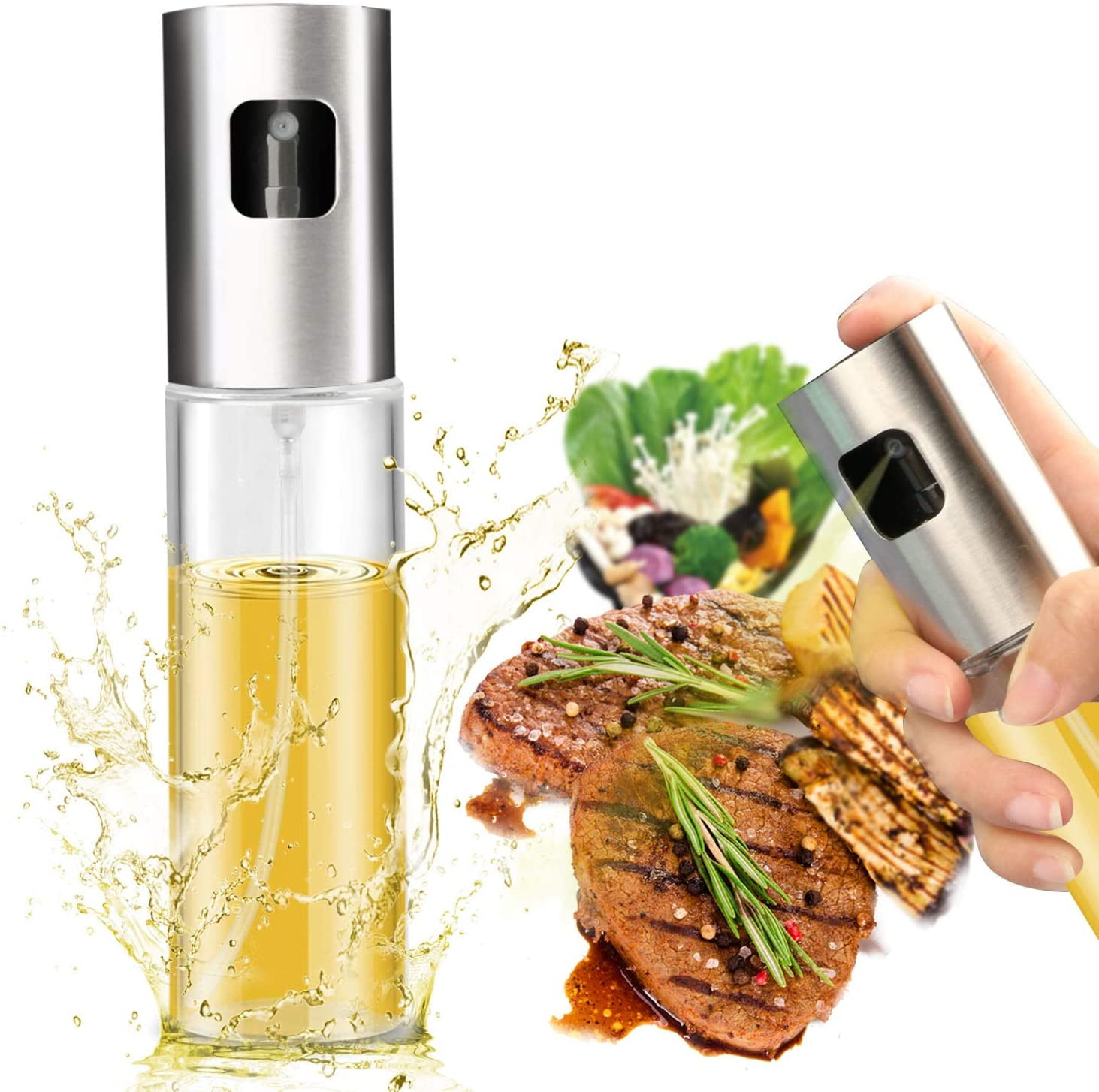 2X Kitchen Olive Oil Sprayer Dispenser For BBQ/Cooking/Vinegar Glass Bottle 