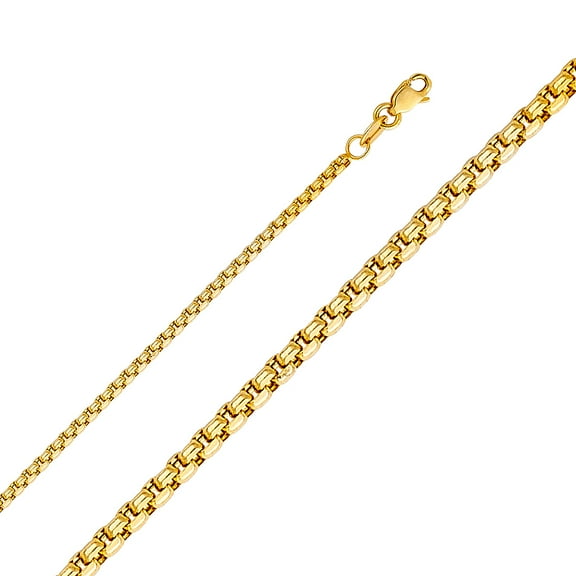14k Yellow Gold-Hollow 1.8mm Round Box Chain Link Necklace 20" Jewelry Female Unisex