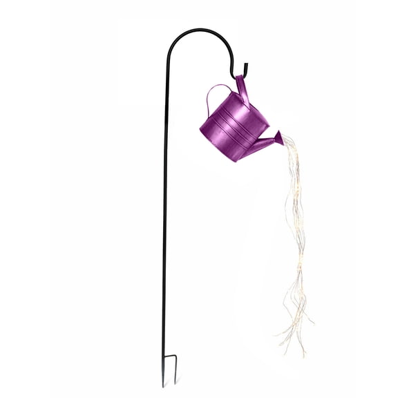 Gyedtr DIY Iron Garden Art Decor - Watering Can with Warm White LED Lights, 80cm Stand, Battery Operated Watering Can with Lights, Solar Lantern Outdoor Garden Decor Yard Art Lights