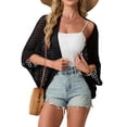 thumbnail image 4 of Womens Crochet Cardigan Lightweight Open Front Beach Cover Up Knit Long Dolman Sleeves Summer Outfits, 4 of 7