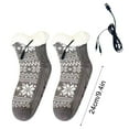 thumbnail image 3 of Electric Heated Fleece Slipper Socks for Men Women Winter USB Fluffy Fuzzy Warm Slipper Socks Heating Pad Feet Warmers, 9.4in, 3 of 7