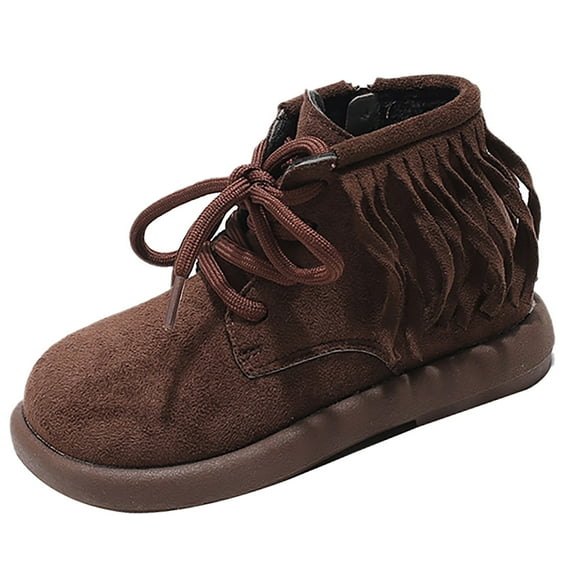 NOKIO Children'S Cozy Lace-Up Boots Children'S Cozy Slip-On Boots Girls Stylish Ankle Booties Children'S Warm Suede Booties Girls Shoes Fashion Solid Color Short Boots Non Slip Breathable Women Boots