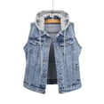 thumbnail image 6 of Women's Denim Vest Mid Short Jean Vest Sleeveless Jackets Distressed Vest Plaids for Women Vests for Women Dressy Women Light Jackets Jean Anorak Jacket Women Long Jacket Top Legging Tl Womens Jean, 6 of 6