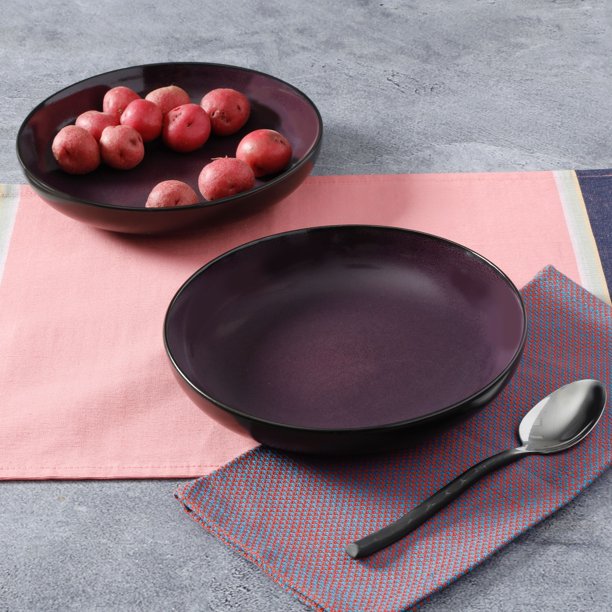 Gibson Home Soho Lounge Purple 8.86Inch Dinner Bowls, Set of 2