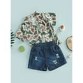 thumbnail image 6 of Wassery Toddler Kids Boys ummer Casual Outfit Cactus Bull Head Print Short Sleeve Shirt Tops and Ripped Denim Shorts Set 2pcs Gentleman Clothes 1-6T, 6 of 9