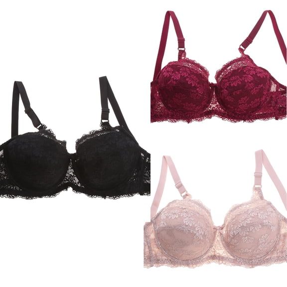 Antinious Womens Underwire Lace Mesh Panel Comfortable Daily Bra