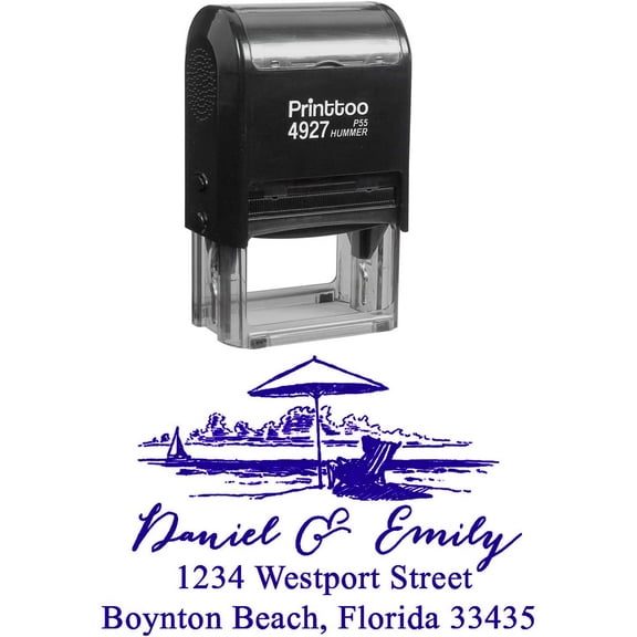 Printtoo Custom Beach Monogram Self Inking Return Address Personalized Envelope Rubber Stamp-Violet