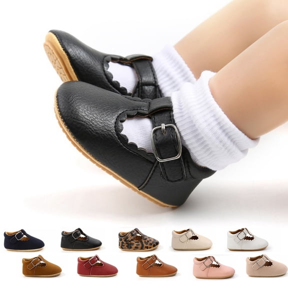 Toddler Baby Girl Princess Leather Soft Crib Anti-slip First Walkers Casual Dress Shoes