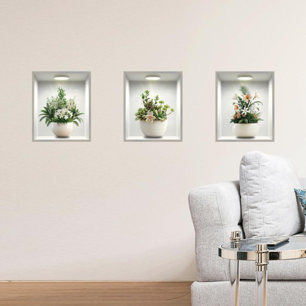 Pegatinas de pared con marco de flores 3D, extraíbles, despegables y adhesivas, 2 hojas de 38 x 59 cm.