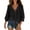 Black, variant on Womens Polka Dot Top Lace Up 3/4 Sleeve V Neck Blouses Flowy Ruffle Trim Boho Tops For Women Summer Elegant Casual Shirts