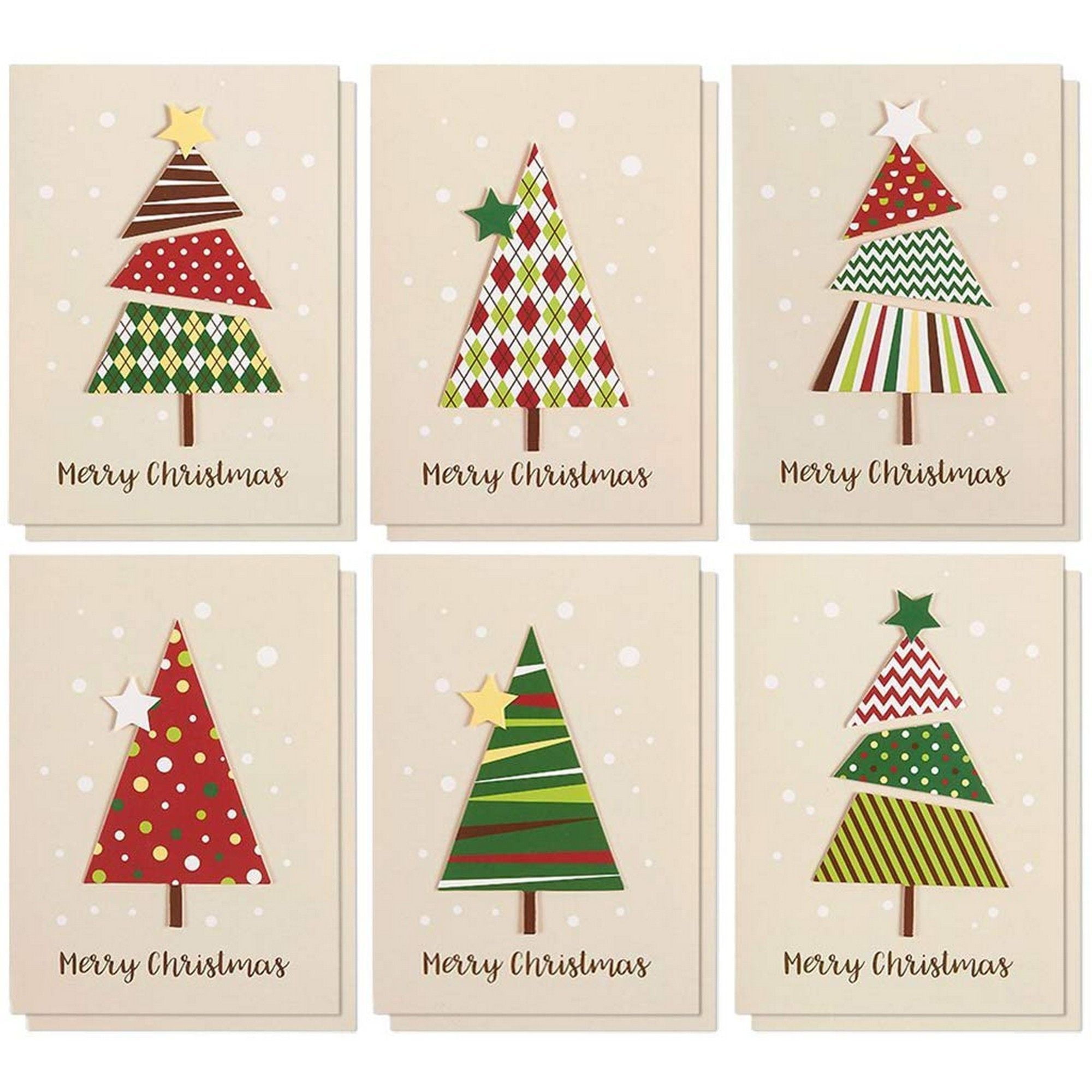 Set of 12 Merry Christmas Greetings Cards Handmade Christmas Cards
