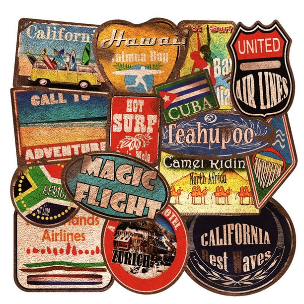 ShenMo Lot de 36 Rétro Vintage Stickers Valise Autocollants pour