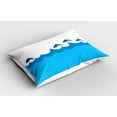 thumbnail image 2 of Ambesonne Blue Pillow Sham 2 Pack, Dolphins on Waves Ocean, 30"x20", Blue Turquoise, 2 of 3