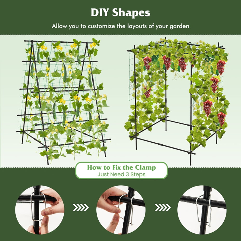 ResenkosA-Frame Garden Cucumber Trellis with Netting for Climbing Plants Outdoor-Black
