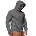 thumbnail image 2 of CFLVAEK Mens Casual Workout Hoodies Big and Tall Long Sleeve Hooded Sweatshirts with Face Cover Mask Solid Color Drawstring Hoodie Pullover with Pocket Dark Gray XL, 2 of 6