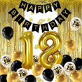 thumbnail image 1 of 18 Años Deco Cumpleaños Oro Negro, Pancarta De Feliz Cumpleaños, Globo De Helio Números 18 Xxl, Cortina De Flecos Confeti Negro Dorado Tablero De Números De Látex Deco Co, 1 of 5