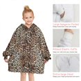 thumbnail image 6 of Brown and Black Leopard Print Blanket Hoodies for Kids 6-13YR Oversize Wearable Blanket Hoodies for Boys Girls Teens, 6 of 7