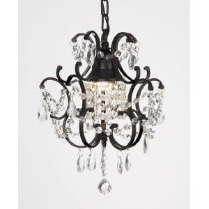 Wrought Iron Crystal Chandelier H14 W11 Swag Plug In Wrought Iron Crystal Chandelier H14 W11 Swag Plug In